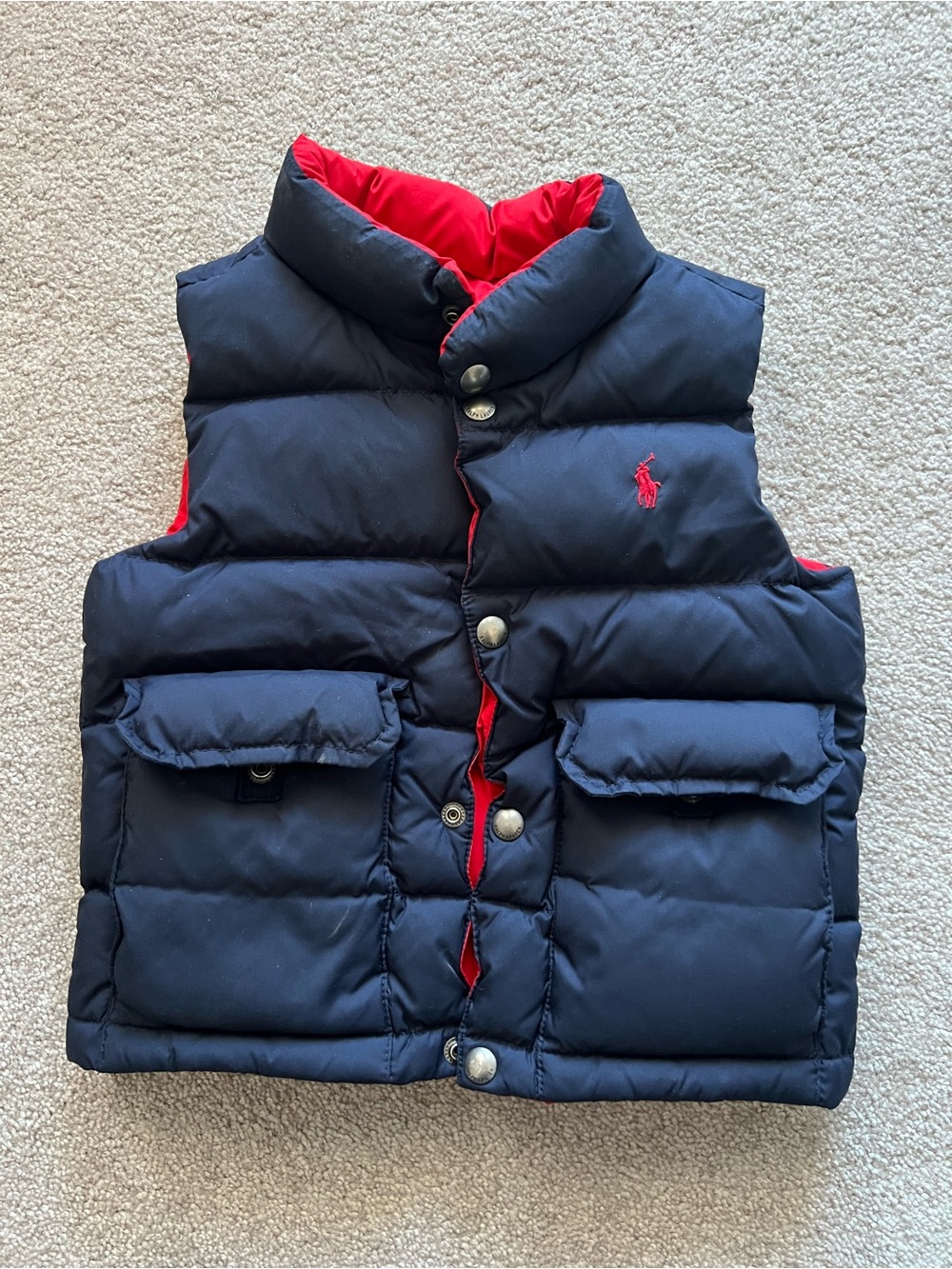 Ralph Lauren Toddler 2T Boys Navy and Red Reversible Puffer Vest